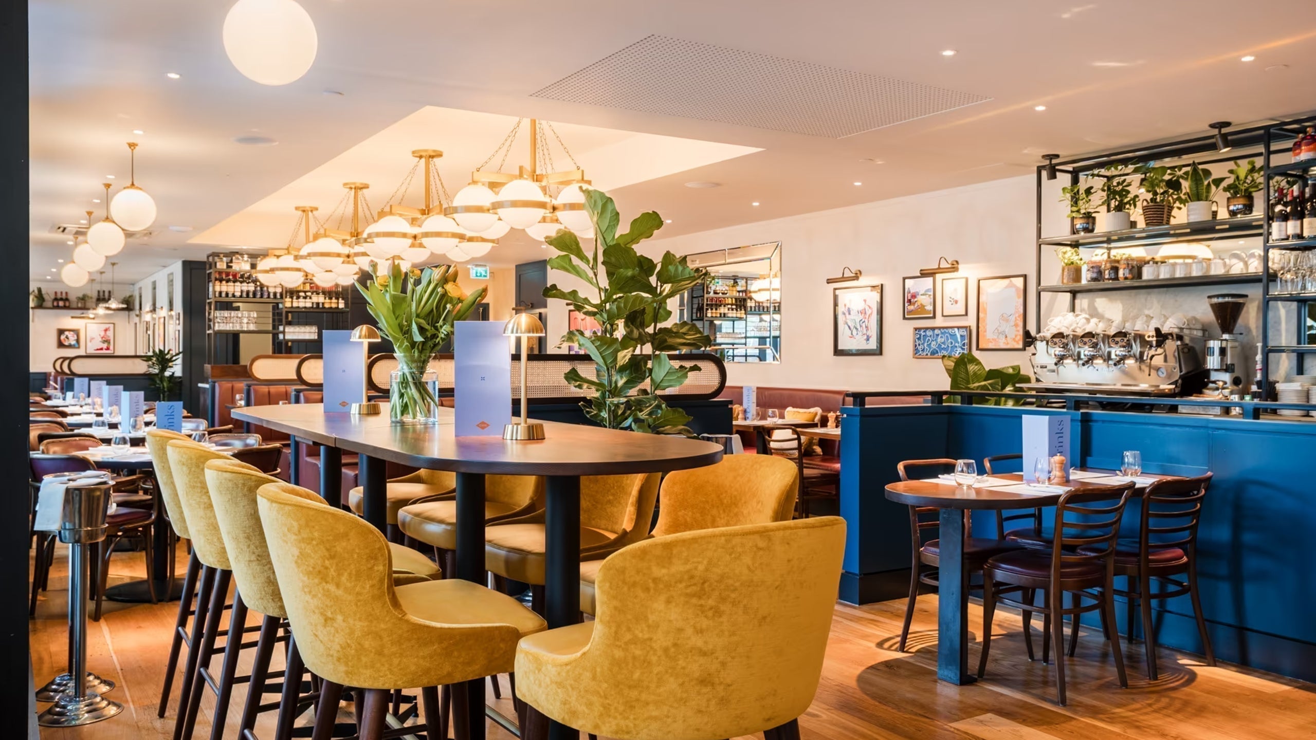 Cordless table lamps at Cote Brasserie, St Katharine Docks | Insight Cordless Lighting