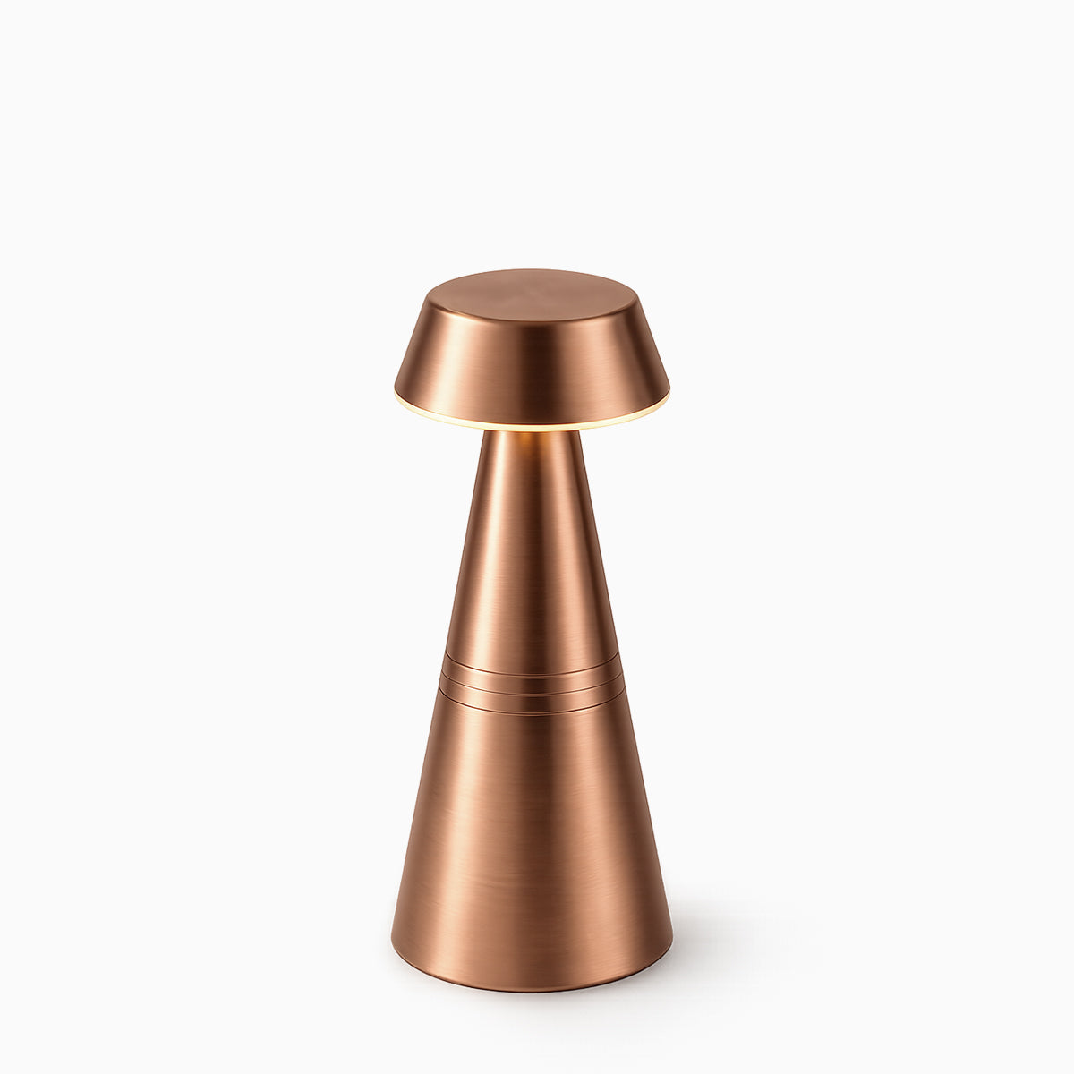 Copper cordless lamp on a white background