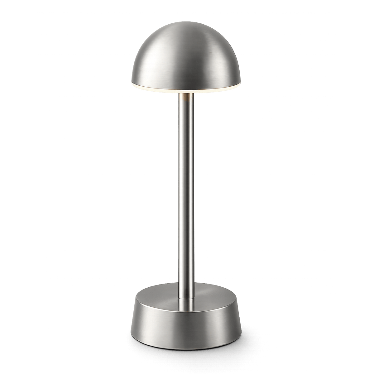 Silver dome-shaped rechargeable table lamp