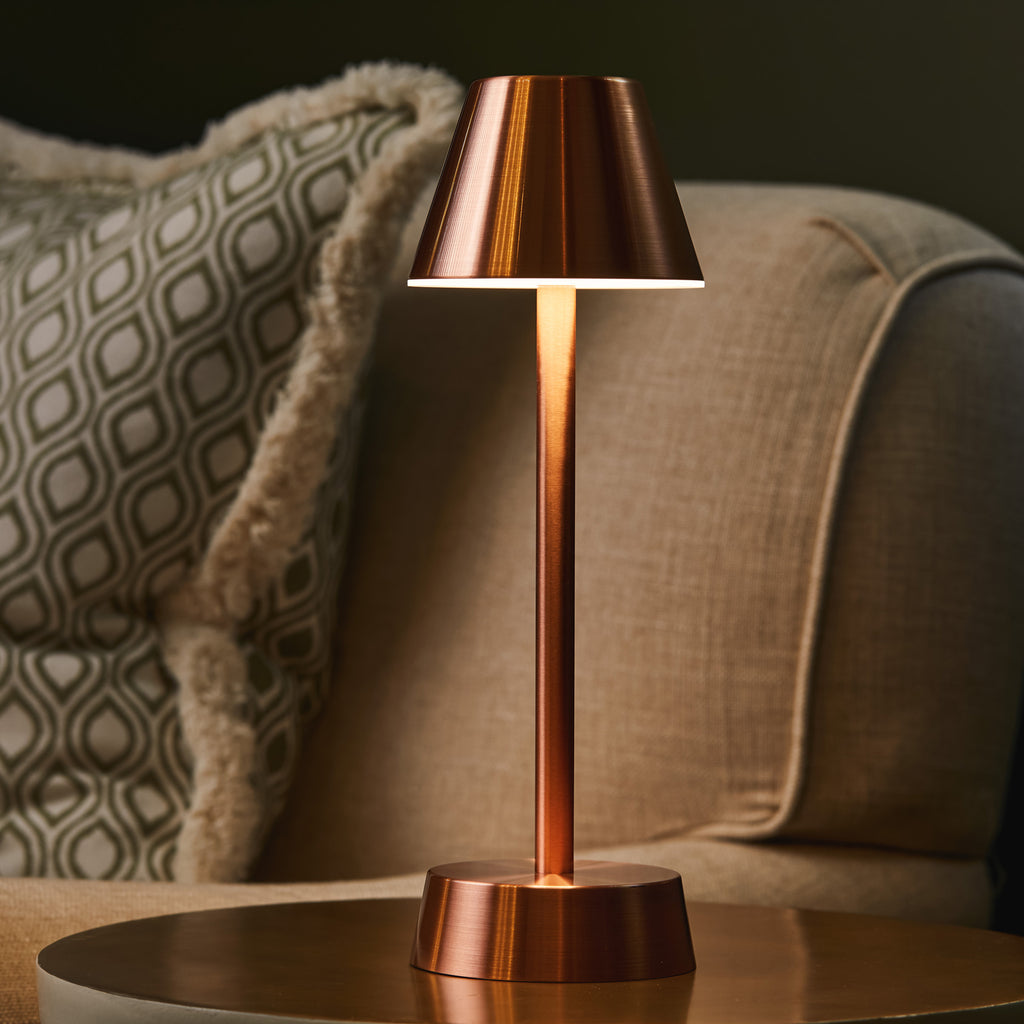 Sofia Empire Cordless Table Lamp, Copper Rechargeable Battery Powered Table Lamps Insight Cordless Lighting
