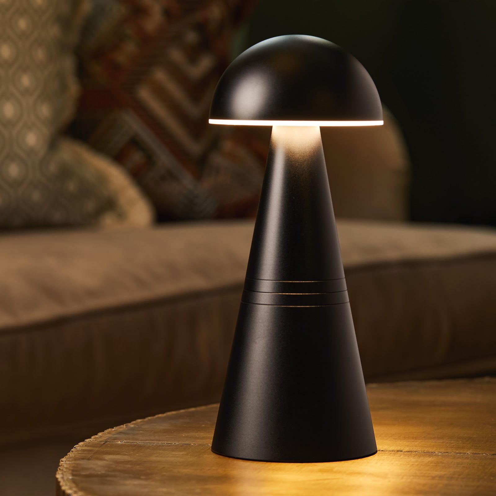 Charm Dome Rechargeable Cordless Table Lamp, Black in a Bedroom, Lounge, Kitchen - Insight Cordless Lighting