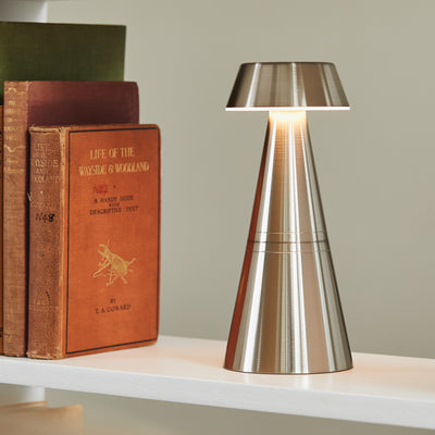 Charm Empire Cordless Table Lamp, Nickel | Rechargeable Cordless Table Lamps | Insight Cordless Lighting