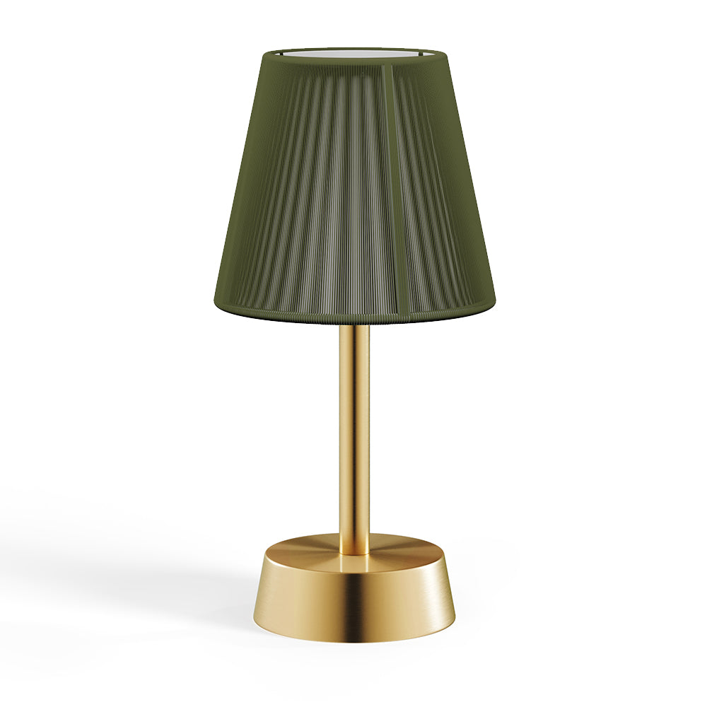 Liberty Rechargeable Cordless Table Lamp, Brass, Moss Green Shade [C]
