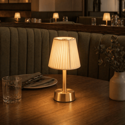 Liberty Rechargeable Cordless Table Lamp, Brass, Ivory Shade [C]
