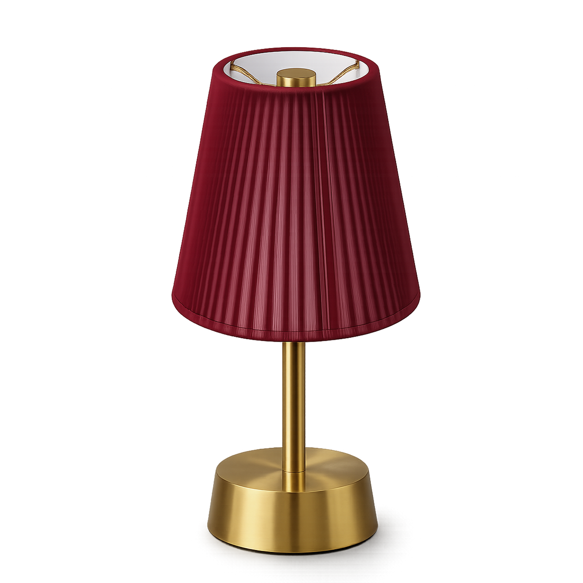 Liberty Rechargeable Cordless Table Lamp, Brass, Red Shade [C]