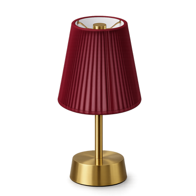 Liberty Rechargeable Cordless Table Lamp, Brass, Red Shade [C]
