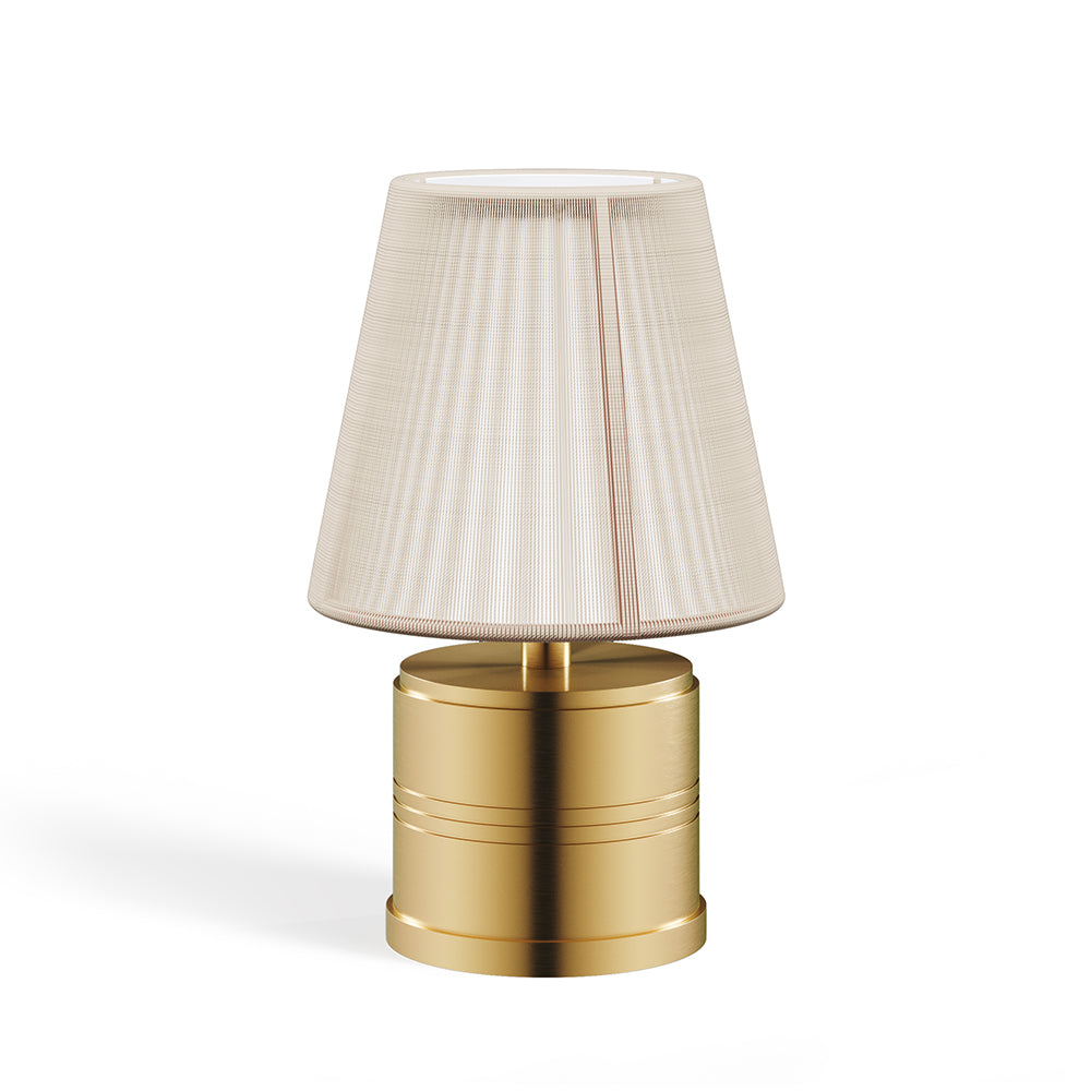 Luxe Rechargeable Cordless Table Lamp, Brass, Ivory Cotton Shade [C]