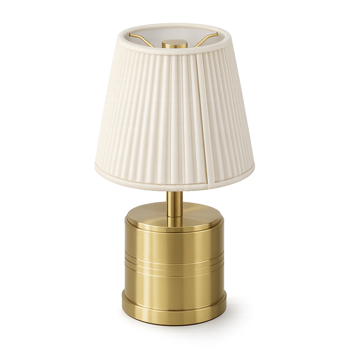 Luxe Rechargeable Cordless Table Lamp, Brass, Ivory Cotton Shade [C]