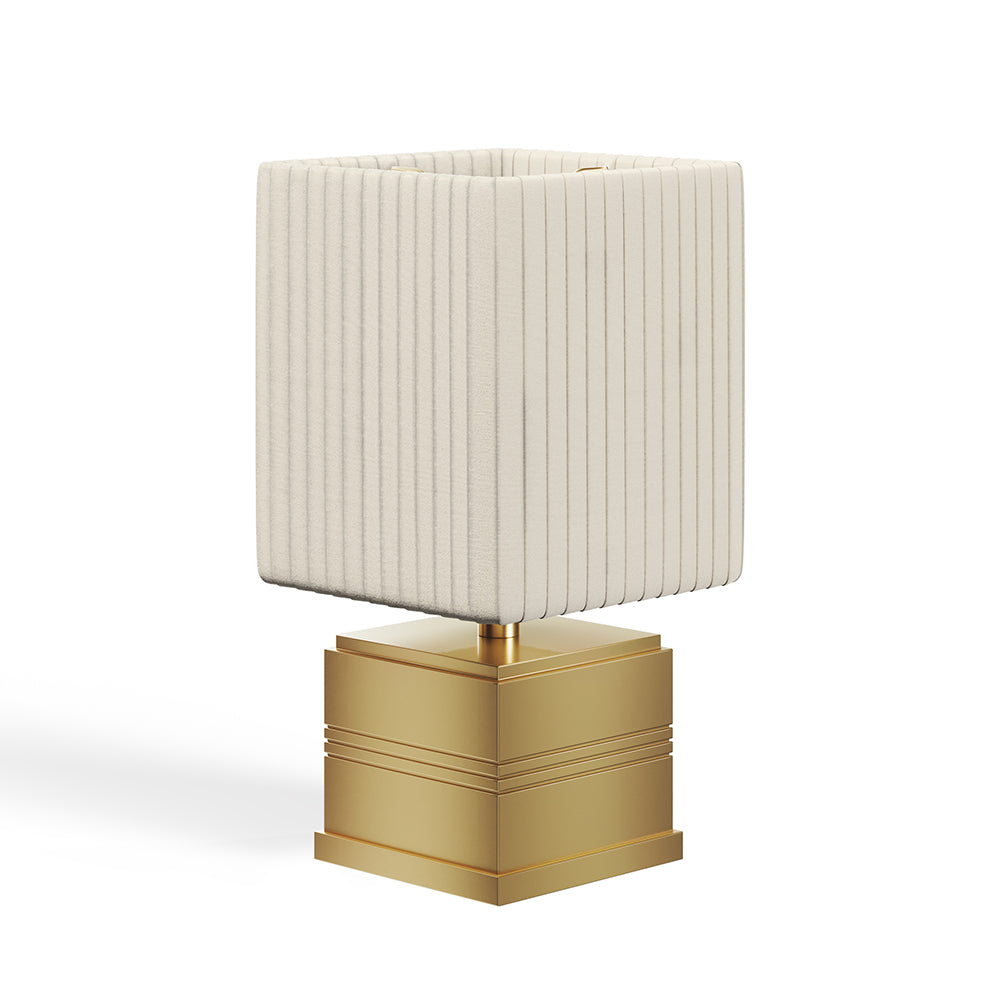 Regency Rechargeable Cordless Table Lamp, Brass, Ivory Pleated Shade [B]