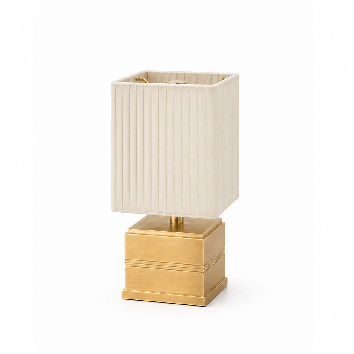 Regency Rechargeable Cordless Table Lamp, Brass, Ivory Pleated Shade [B]