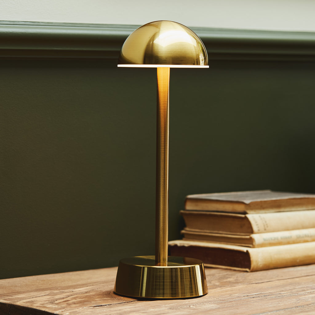 Sofia Dome Cordless Table Lamp, Brass Rechargeable Battery Powered Table Lamps Insight Cordless Lighting