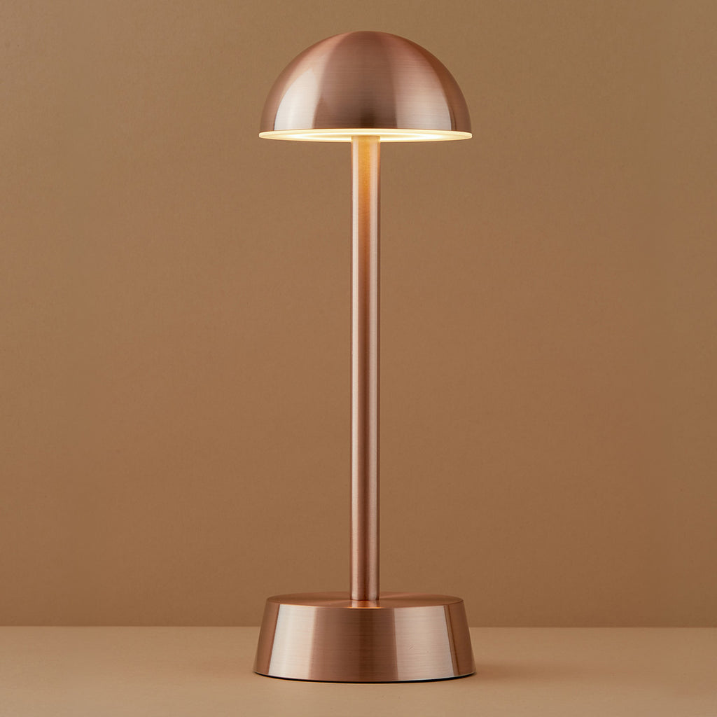 Sofia Dome Cordless Table Lamp, Copper Rechargeable Battery Powered Table Lamps Insight Cordless Lighting