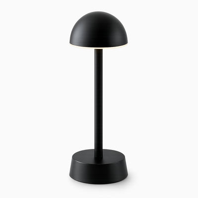 Black cordless table lamp on a white background