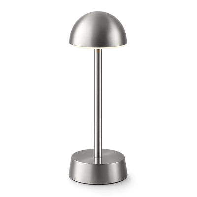 Silver dome-shaped rechargeable table lamp