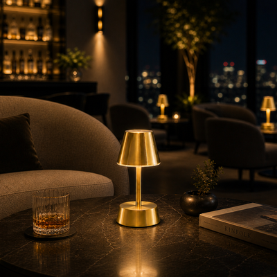 Sofia Empire Mini Rechargeable Cordless Table Lamp, Brass