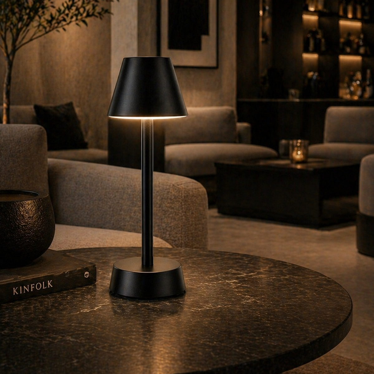 Sofia Empire Kabellose Tischlampe, Schwarz