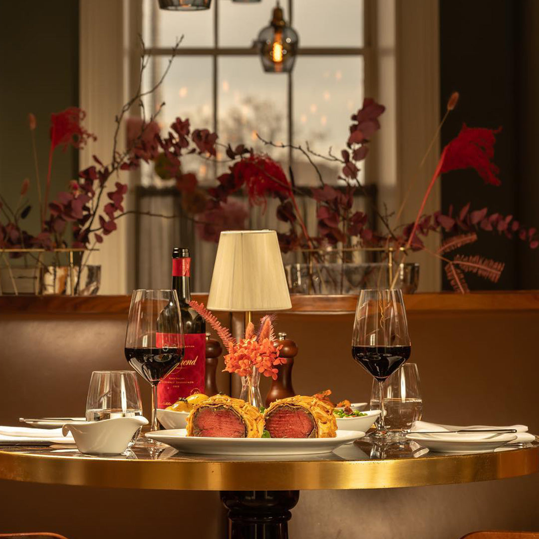 Sofia Fabric Cordless Table Lamp, Brass, Red Shade [C] | Rechargeable Cordless Table Lamps | Insight Cordless Lighting