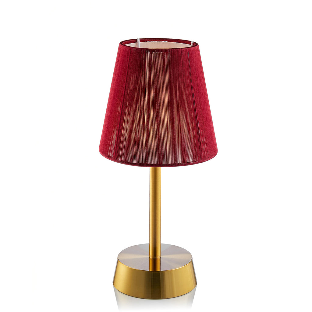 Sofia Fabric Cordless Table Lamp, Red Shade Rechargeable Battery Powered Table Lamps Insight Cordless Lighting