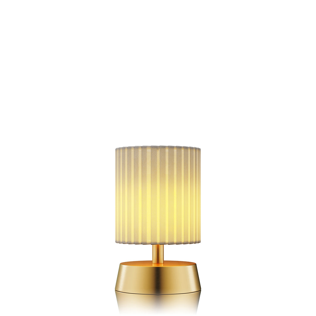 Cleo Rechargeable Cordless Table Lamp, Ivory Pleated Shade [A] Rechargeable Battery Powered Table Lamps Insight Cordless Lighting