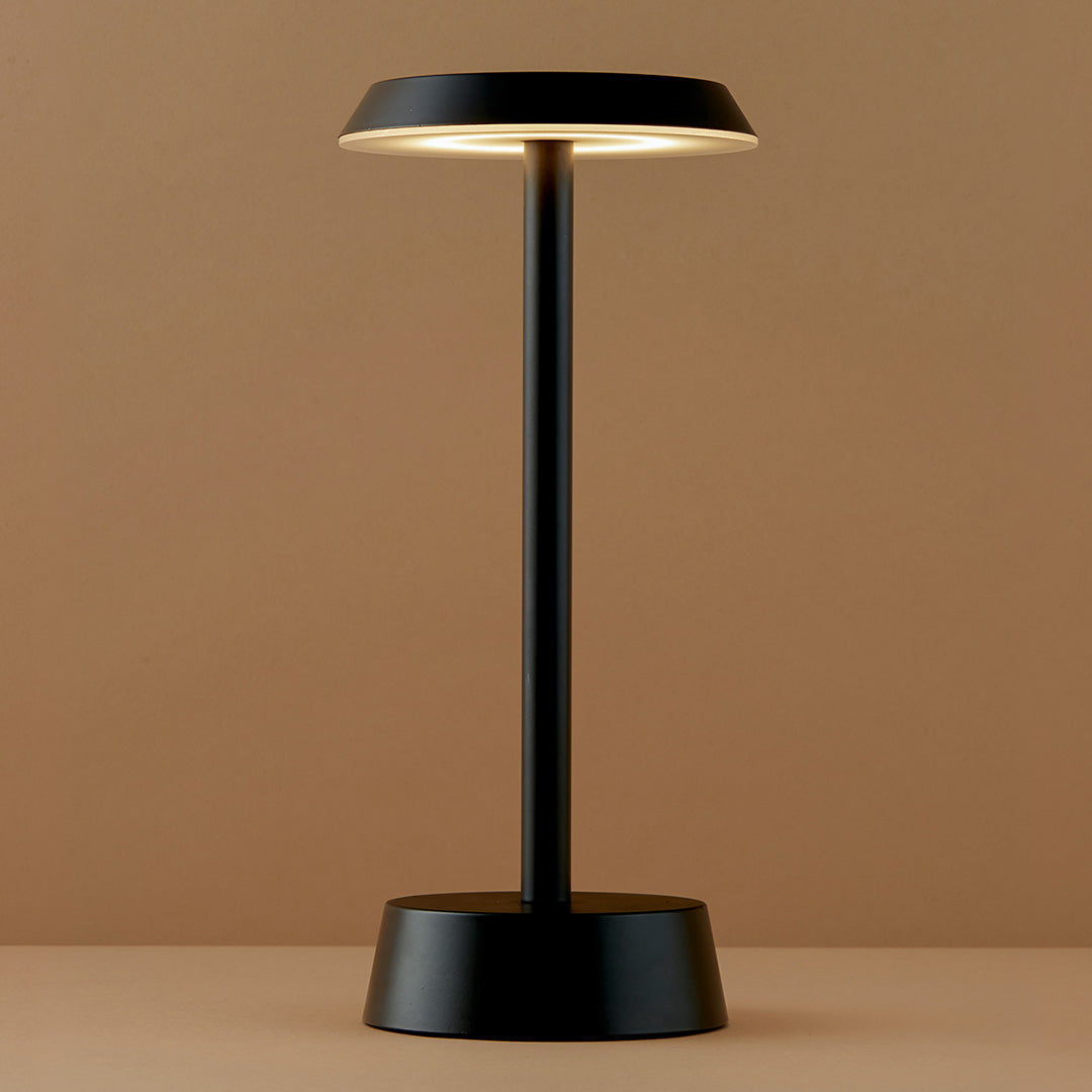 Sofia Flat Cordless Table Lamp, Black | Rechargeable Cordless Table Lamps | Insight Cordless Lighting