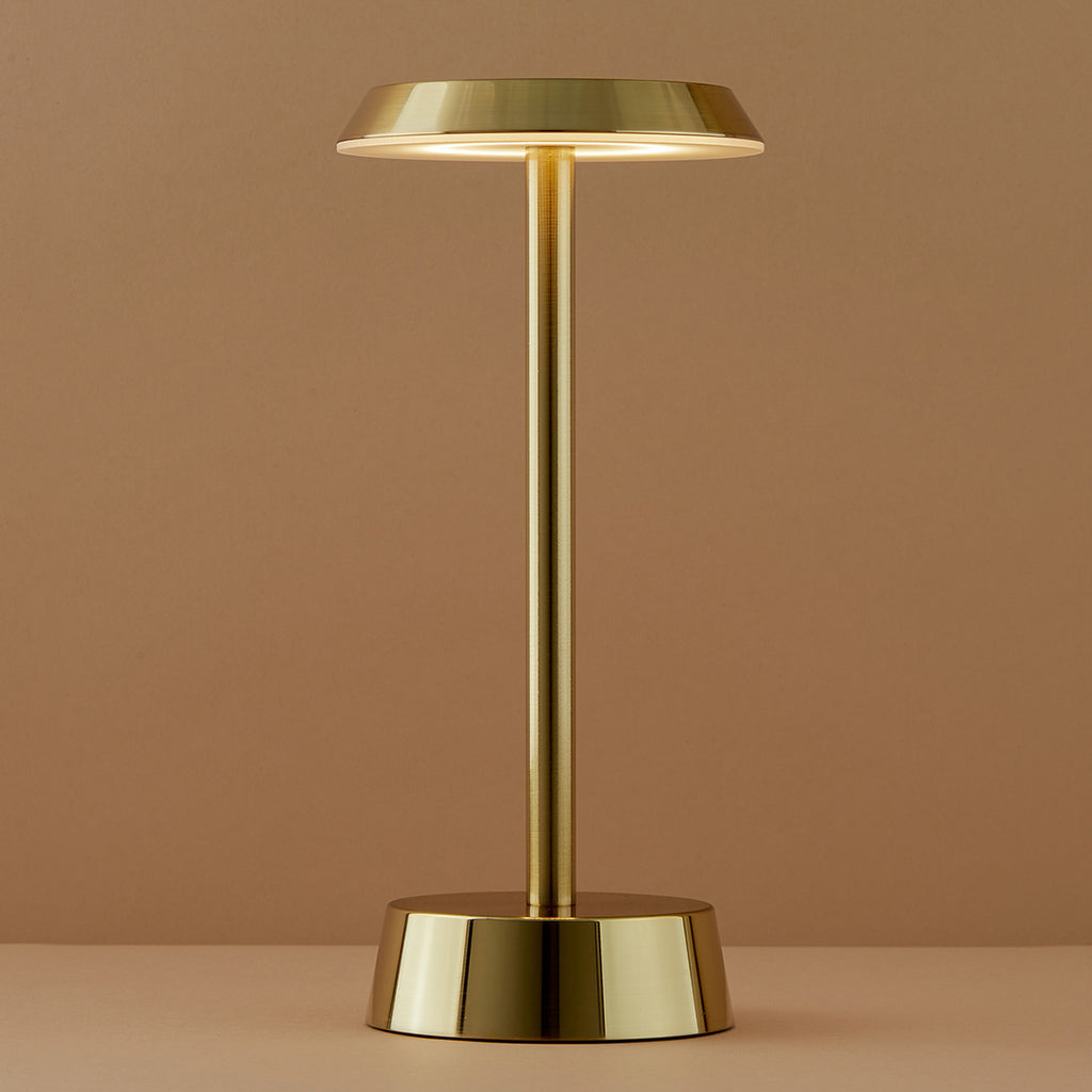 Sofia Flat Cordless Table Lamp, Brass Rechargeable Battery Powered Table Lamps Insight Cordless Lighting