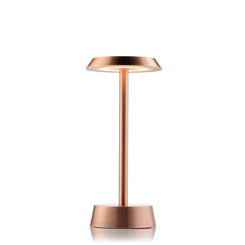 Sofia Flat Cordless Table Lamp, Copper Rechargeable Battery Powered Table Lamps Insight Cordless Lighting