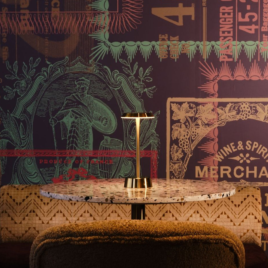 Sofia Flat Cordless Table Lamp, Brass | Rechargeable Cordless Table Lamps | Insight Cordless Lighting