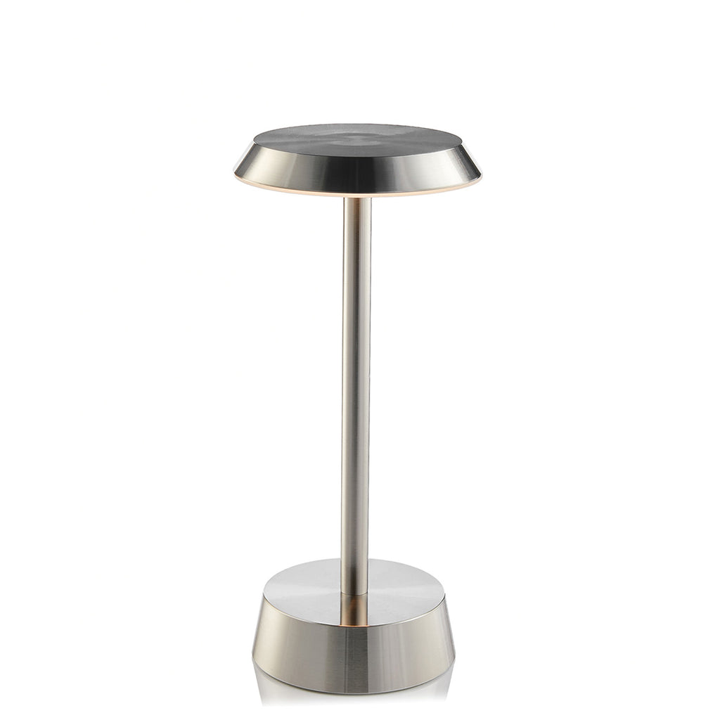 Sofia Flat Cordless Table Lamp, Nickel Rechargeable Battery Powered Table Lamps Insight Cordless Lighting
