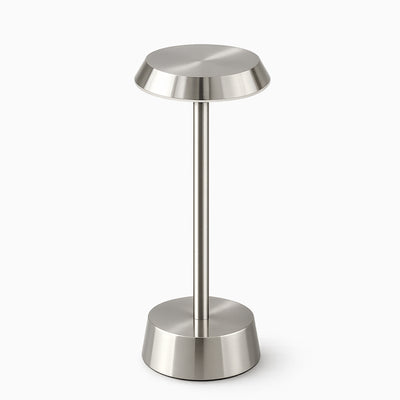Silver cordless lamp on a white background