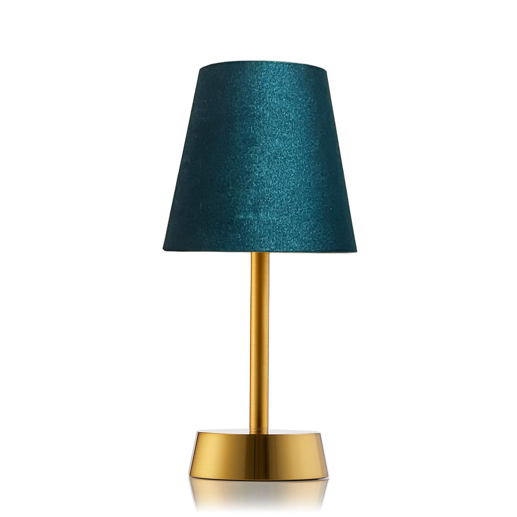 Sofia Velvet Cordless Table Lamp, Emerald Green Velvet Shade Rechargeable Battery Powered Table Lamps Insight Cordless Lighting