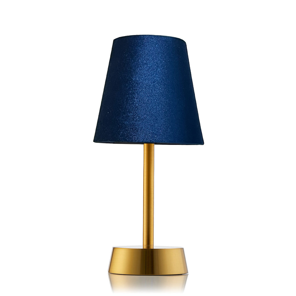 Sofia Velvet Cordless Table Lamp, Navy Blue Velvet Shade Rechargeable Battery Powered Table Lamps Insight Cordless Lighting