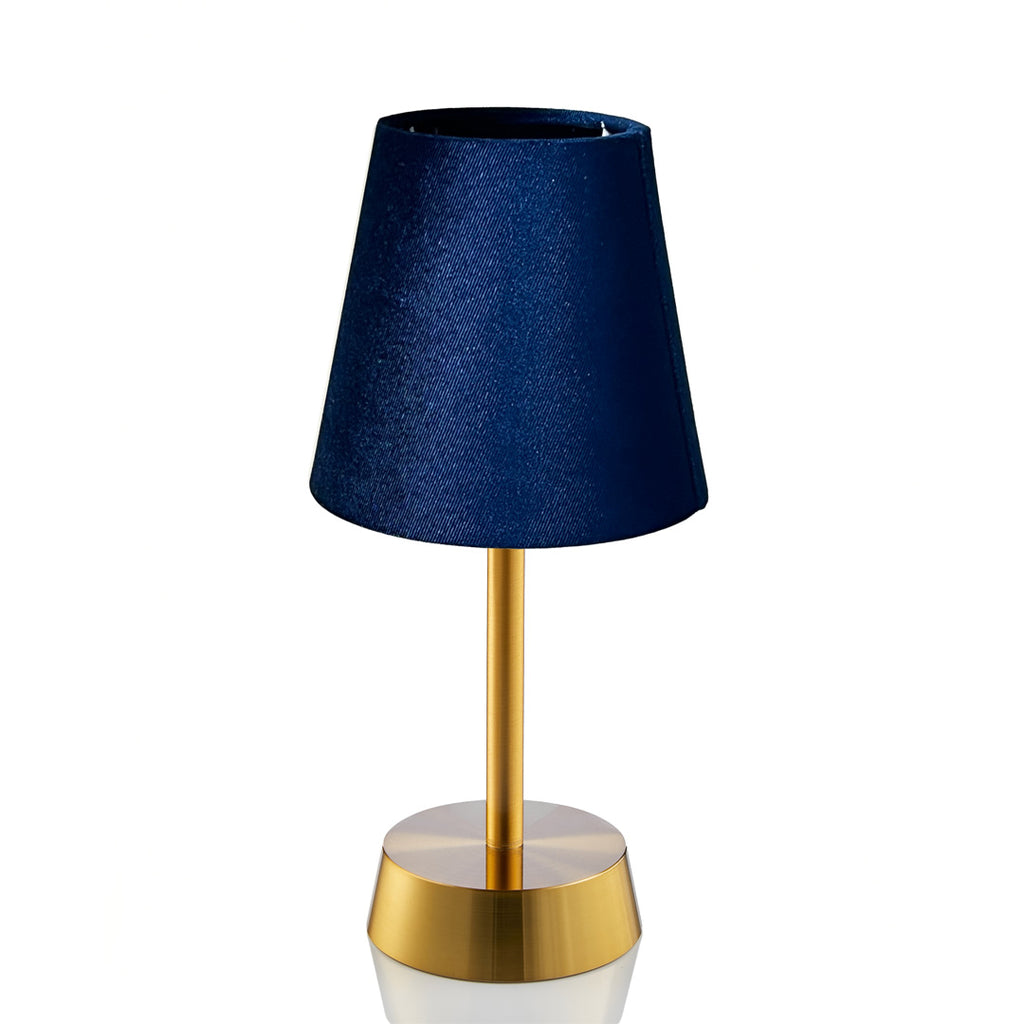 Sofia Velvet Cordless Table Lamp, Navy Blue Velvet Shade Rechargeable Battery Powered Table Lamps Insight Cordless Lighting