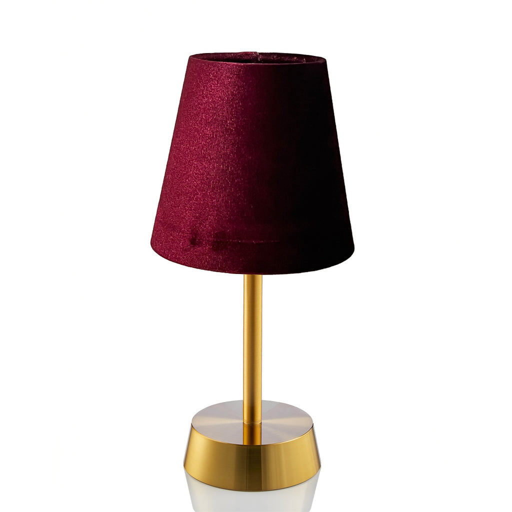Sofia Velvet Cordless Table Lamp, Burgundy Red Velvet Shade Rechargeable Battery Powered Table Lamps Insight Cordless Lighting
